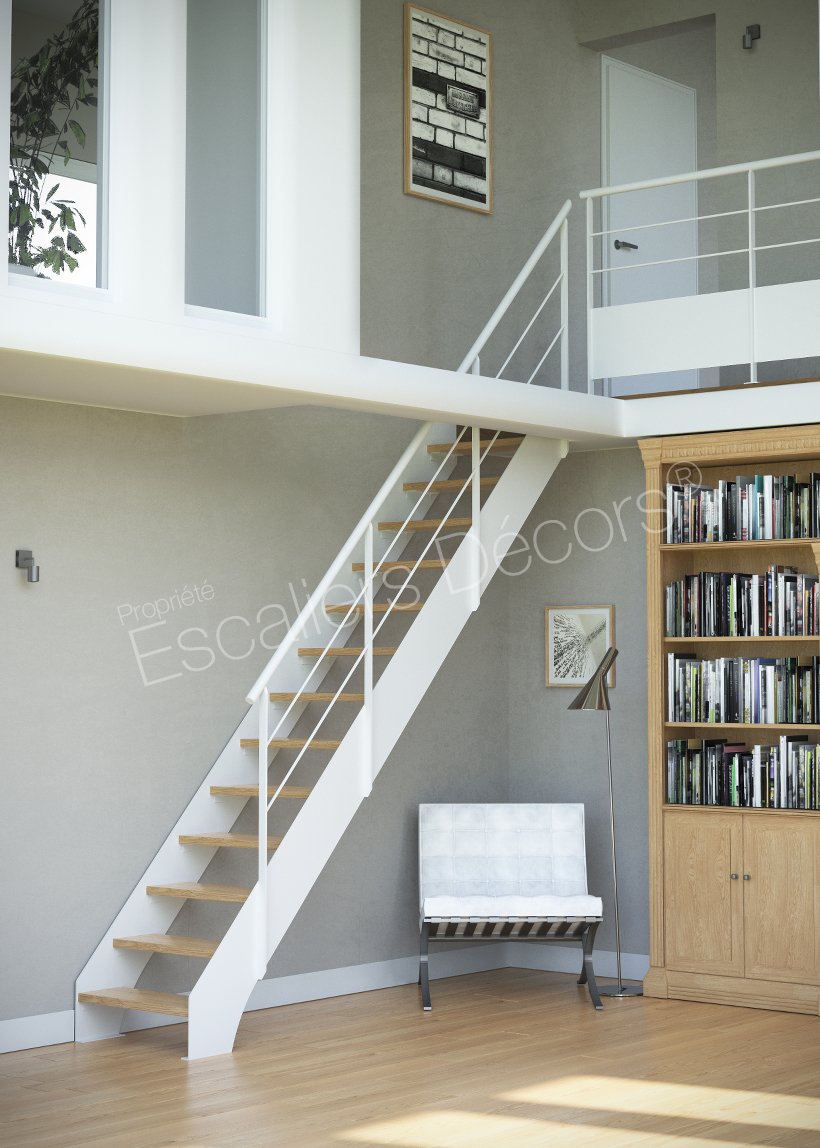 Photo ST2 - ESCA'DROIT® Contemporain : escalier droit de Meunier en acier et bois