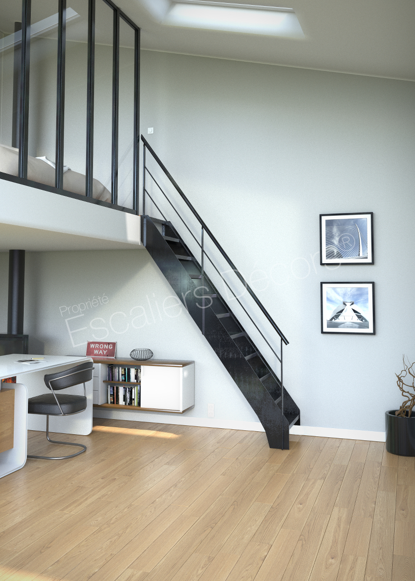 Photo ST4 - ESCA'DROIT® Contemporain : escalier droit de Meunier design tout acier